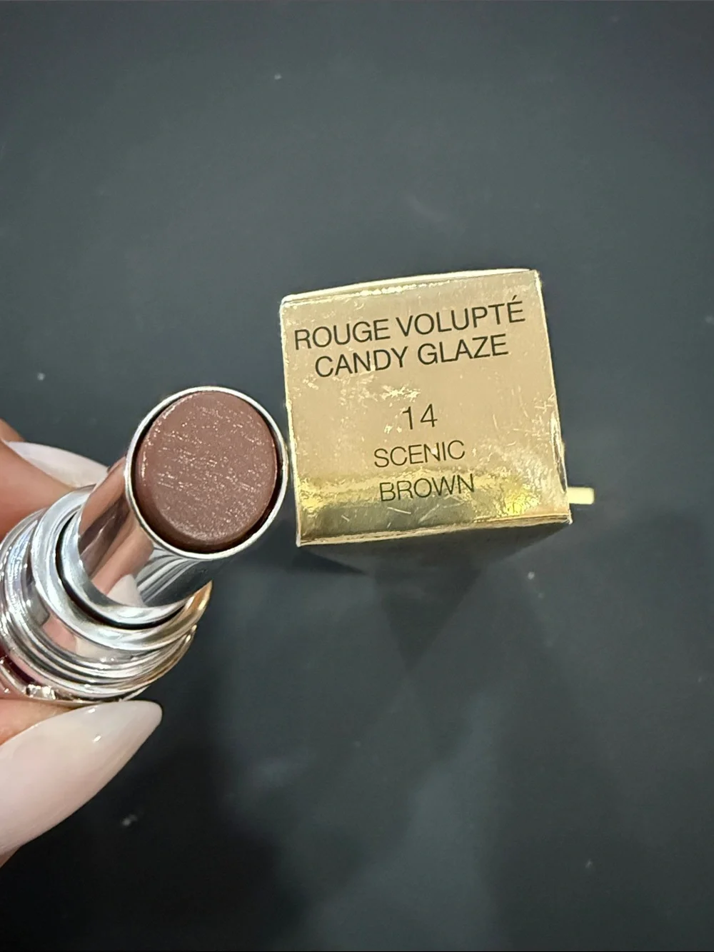 Yves Saint Laurent Rouge Volupté Candy Glaze Lipstick scenic brown